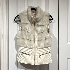 White Guess Faux Fur Vest